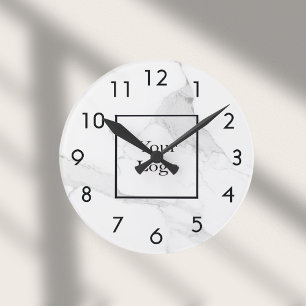 Witte, elegante, klassieke zakelijke logo ronde klok