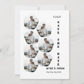 Witte elegante moderne fotocollage save the date kaart (Voorkant)