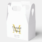 Witte Elegante Monogram Bruiloft Bedankdoosjes (Geopend)