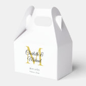Witte Elegante Monogram Bruiloft Bedankdoosjes (Voorkant Zijde)