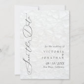 Witte Elegante Script Foto Save The Date (Voorkant)