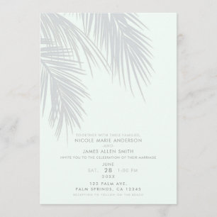 Witte Elegante Tropische Palmboom Bladeren Bruilof Kaart