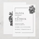 Witte Elegantie bruiloft Kaart (Voorkant / Achterkant)