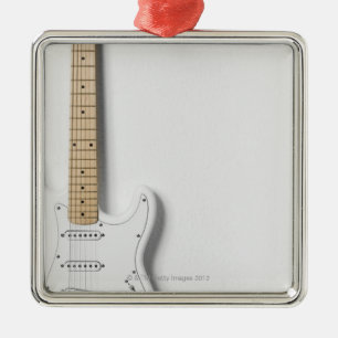 Witte elektrische gitaar 3 metalen ornament