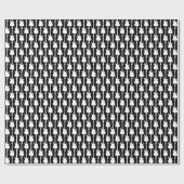 Witte elektrische gitaarstrepen op zwart cadeaupapier (Vlak)