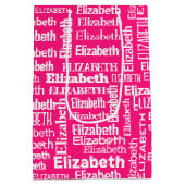 Witte ELIZABETH naam op roze Medium Cadeauzakje (Achterkant)