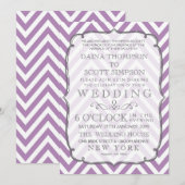 Witte en Afrikaanse Violet Chevron Stripes Wedding Kaart (Voorkant / Achterkant)