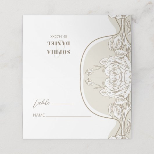 Witte en beige Rozen (Buitenkant ongevouwen)