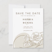 Witte en beige Rozen Save The Date (Voorkant)