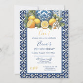 Witte en blauwe Amalfi keramische vaas citroenen I Kaart (Voorkant)