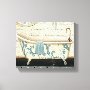 Witte en Blauwe Bath Tub Canvas Afdruk