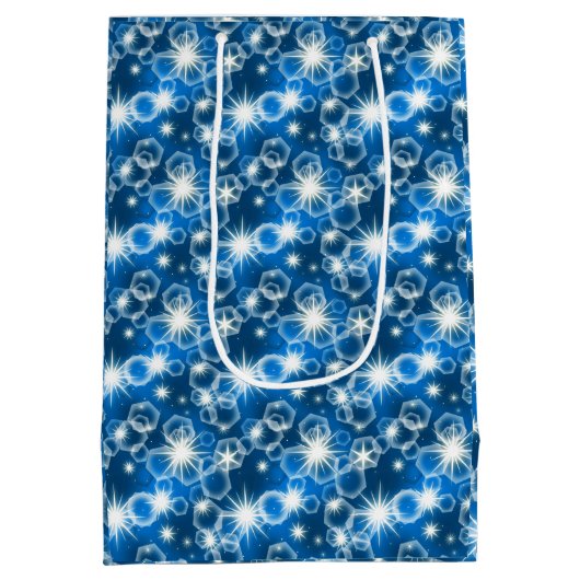 Witte en blauwe bokeh medium cadeauzakje (Achterkant)