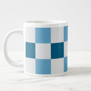 Witte en blauwe Checkerboard Patroon Square Sticke Extra Grote Beker
