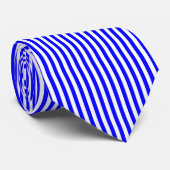Witte en blauwe dunne verticale strepen Stropdas (Opgerold)