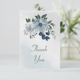 witte en blauwe florale griep bedankkaart