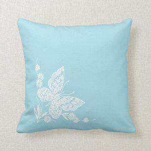 Witte en blauwe geborduurde look Pillow Kussen
