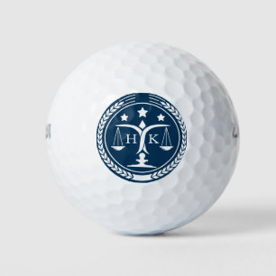 Witte en Blauwe Justitie Logo Monogram Golfballen