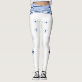 Witte en blauwe Leggings