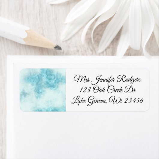 Witte en Blauwe Marmeren Pareltjes Etiket (Insitu)