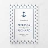 Witte en blauwe nautische anker zeepaardbruiloft drieluik uitnodiging (Cover)