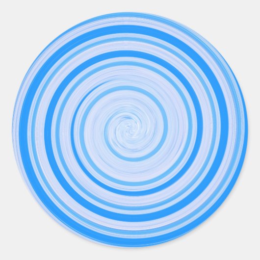 Witte en blauwe spiraal ronde sticker (Voorkant)
