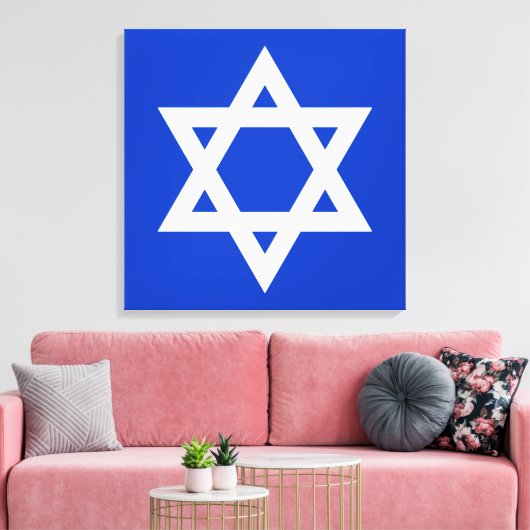 Witte en Blauwe Ster van David Canvas Afdruk (Insitu (Woonkamer))