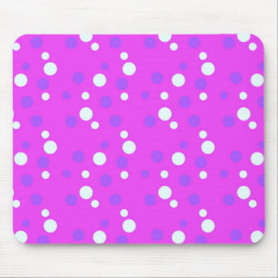 witte en blauwe stippen, roze muismat