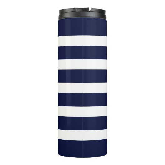 Witte en blauwe strepen en anker thermosbeker (Achterkant)