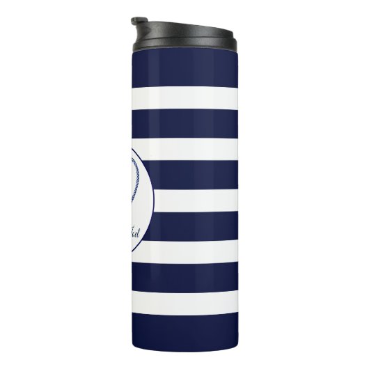 Witte en blauwe strepen en anker thermosbeker (Geroteerd rechts)