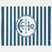 Witte en blauwe strepen en nautische boot anker 2 fleece deken (Voorkant (Horizontaal))
