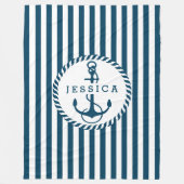 Witte en blauwe strepen en noeticum fleece deken (Voorkant)