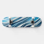 Witte en blauwe stromende lijnen met textuur skateboard (Horizontaal)