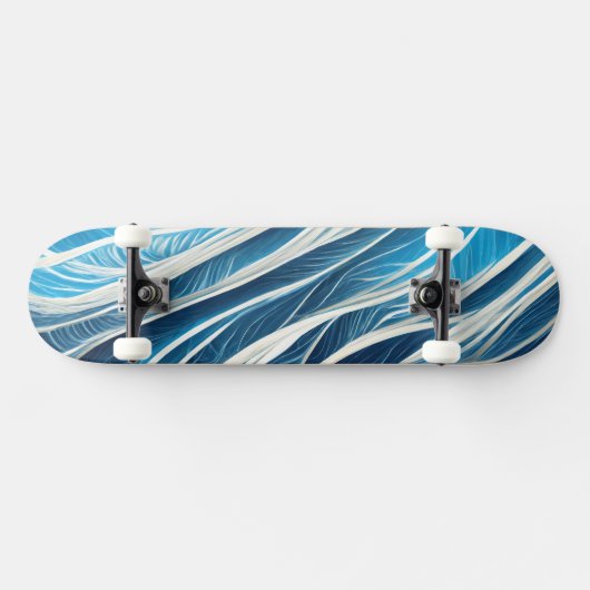Witte en blauwe stromende lijnen met textuur skateboard (Horizontaal)