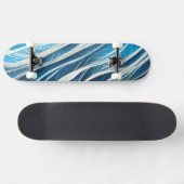 Witte en blauwe stromende lijnen met textuur skateboard (Horizontaal)