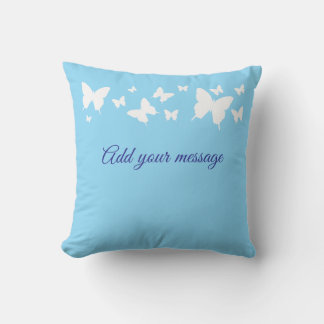 Witte en Blauwe Vlinder Persoonlijke Kussen Cadeau