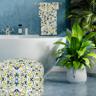 WITTE EN BLAUWE WATERVERF LIGT TOWEL SET BAD HANDDOEK