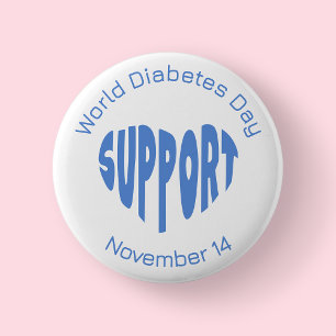 Witte En Blauwe Wereld Diabetes Dag Bewustzijn Kno Ronde Button 5,7 Cm
