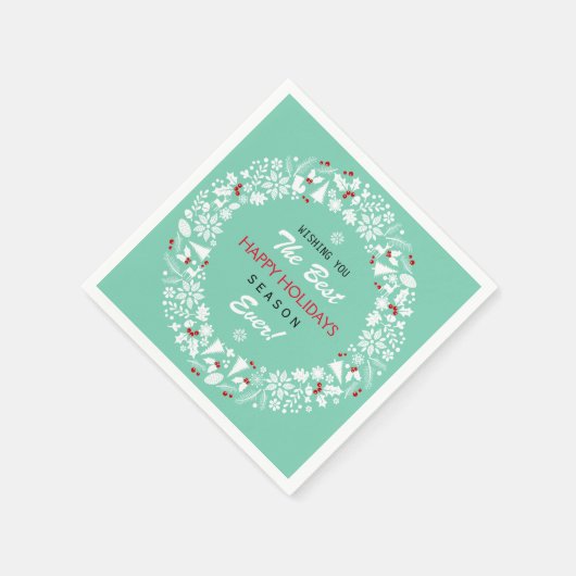 Witte en Blauwgroen kerstmis Prettige feestdagen Servetten (Hoek)