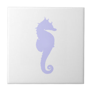 Witte en bleekblauwe zeepaard tegeltje