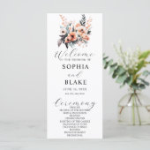 Witte en Blush Bloemen Witte Trouwprogramma (Staand voorkant)