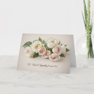Witte en Blush Rozen Condoleance Kaart
