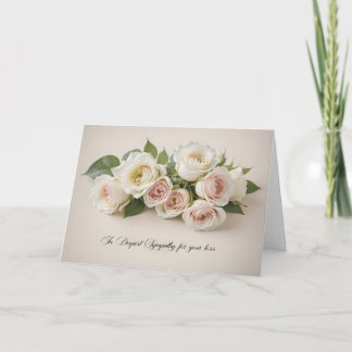 Witte en Blush Rozen Condoleance Kaart