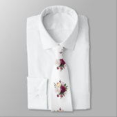 Witte en Bourgogne Rozen bruiloft Stropdas (Gebonden)