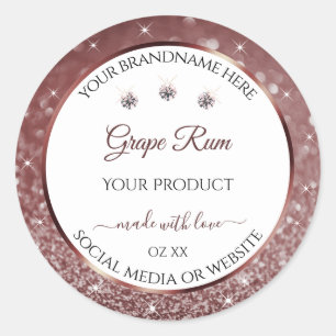 Witte en Bourgognitische Glitter Product Labels in