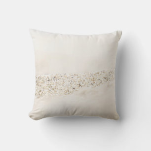 Witte en bruine florale textiel kussen