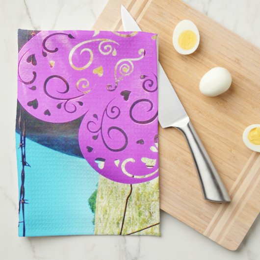 Witte en bruine Valentijn Theedoek (Quarter Fold)