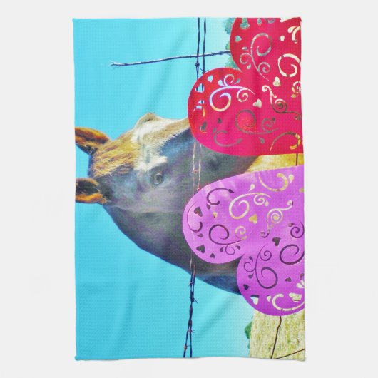 Witte en bruine Valentijn Theedoek (Verticaal)