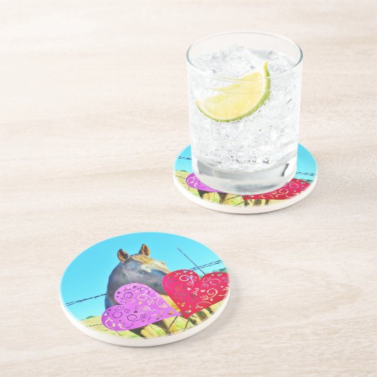 Witte en bruine Valentijn Zandsteen Onderzetter (Zijkant)