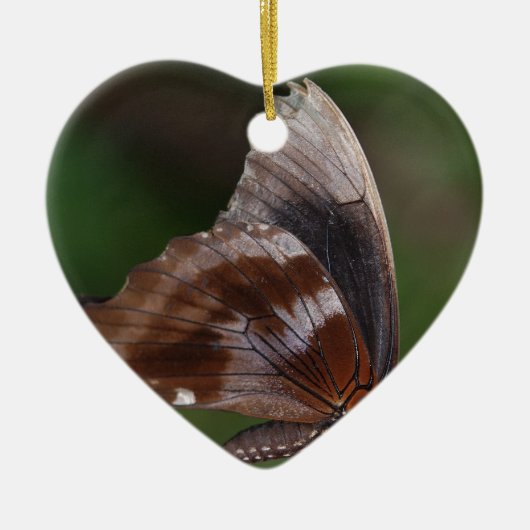 Witte en bruine vlinder op rode ventilator keramisch ornament (Voorkant)