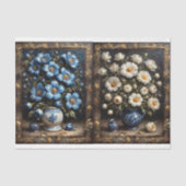 Witte en cerulean bloemen voor 2 deurkast tissuepapier (Voorkant)